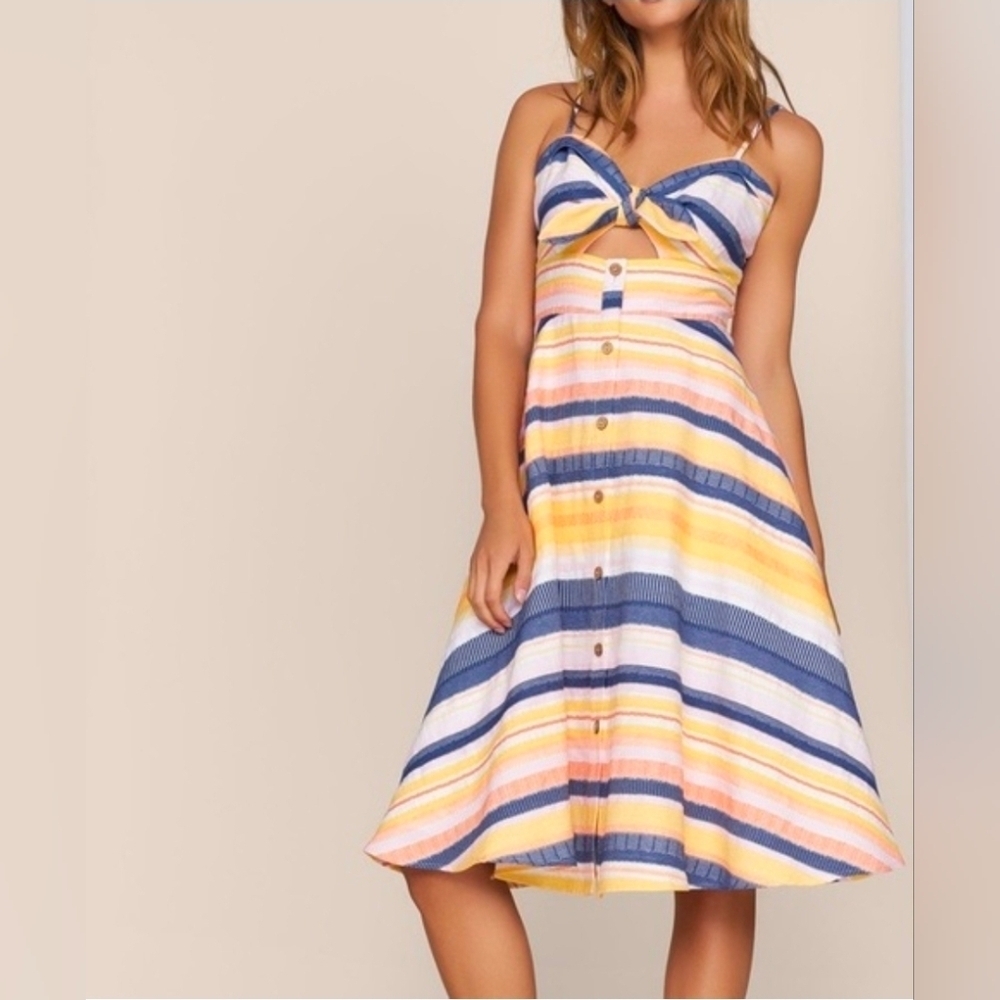 Anthropologie Hutch Marissa Cut Out Pastel Stripe Fit And Flare Dress Size 6